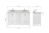 Ariel cambridge( 60 in , 61 in ) double rectangle sink vanity with Marble (0.75 in, 1.5 in, 2 in) countertop