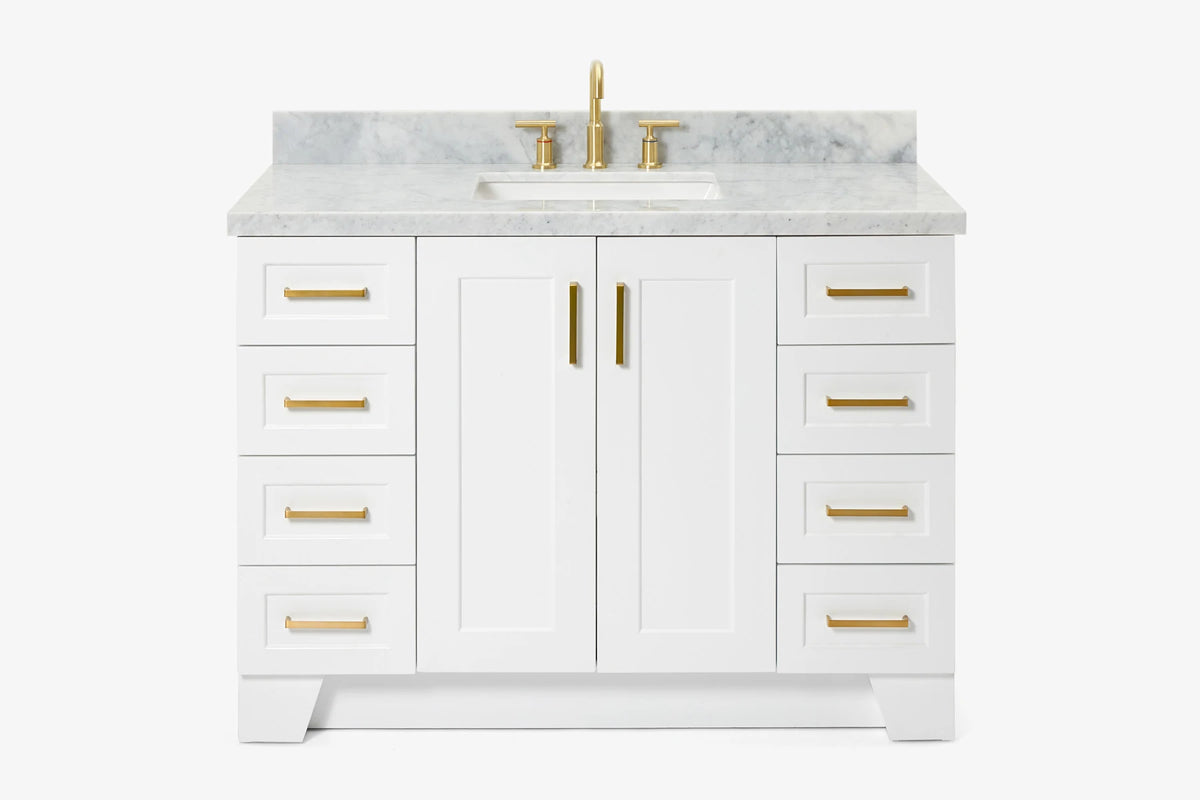 Ariel taylor (48"& 49") single rectangle sink vanity with marble (0.75" & 1.5") countertop.