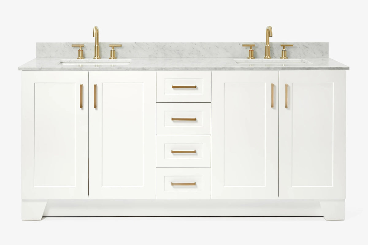 Ariel taylor (72"& 73") double rectangle sink vanity with marble (0.75" & 1.5") countertop.