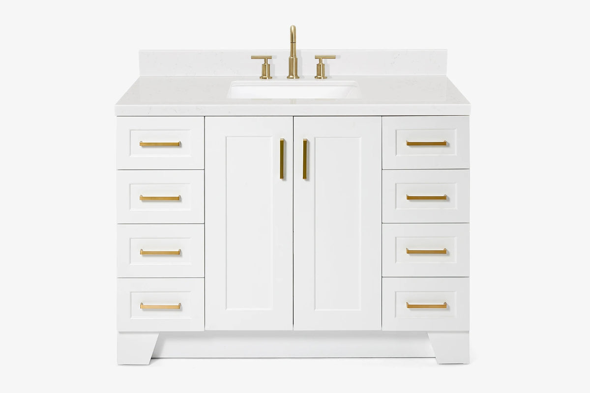 Ariel taylor (48"& 49") single rectangle sink vanity with marble (0.75" & 1.5") countertop.