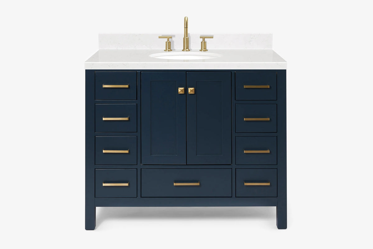 Ariel cambridge(42" & 43") single oval sink vanity with marble (0.75",1.5" & 2") in countertop