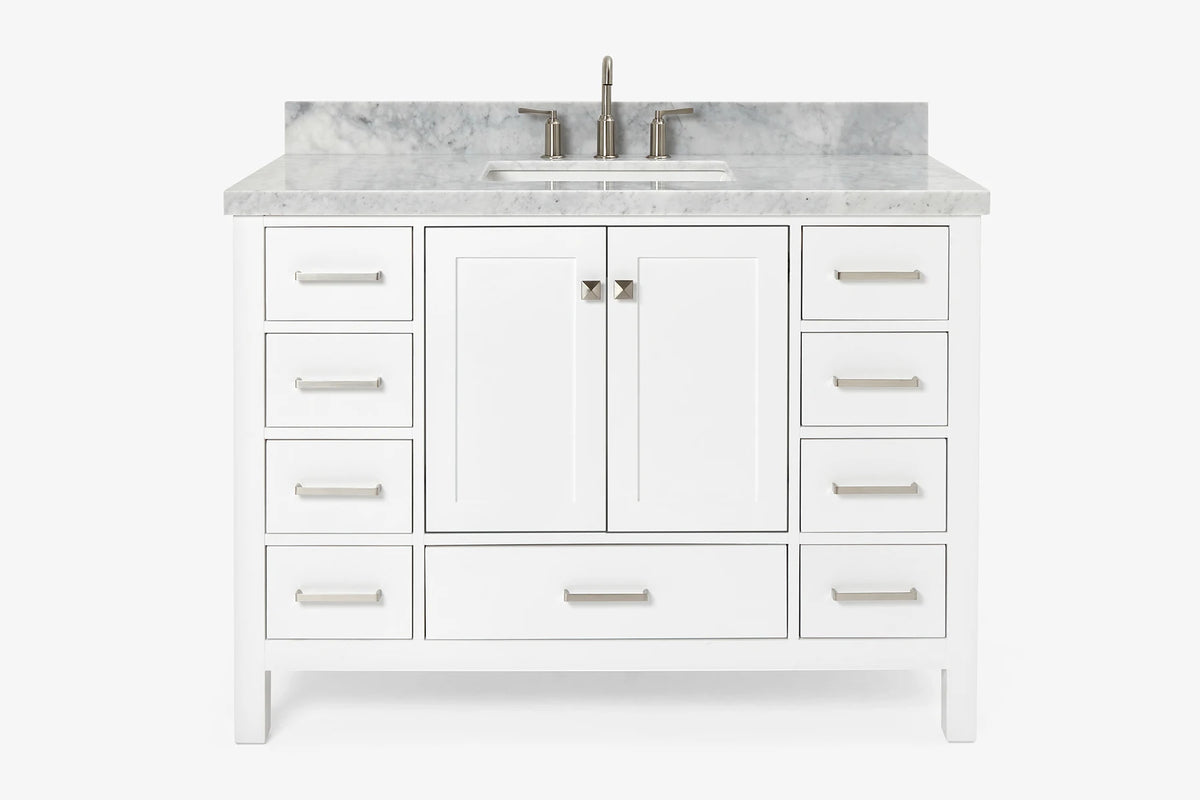 Ariel cambridge( 48"& 49") single rectangle sink Bathroom vanity with carrara marble (0.75 in, 1.5 in, 2 in) countertop