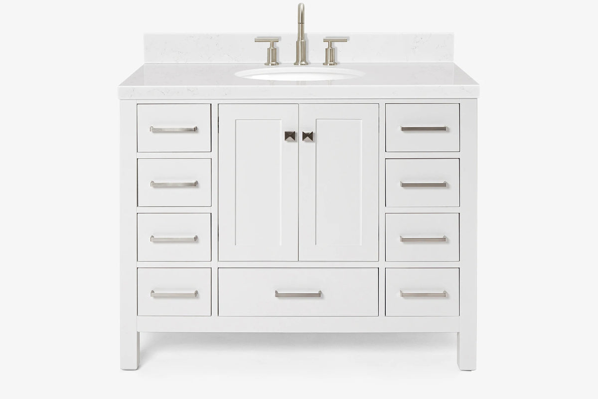 Ariel cambridge(42" & 43") single oval sink vanity with marble (0.75",1.5" & 2") in countertop