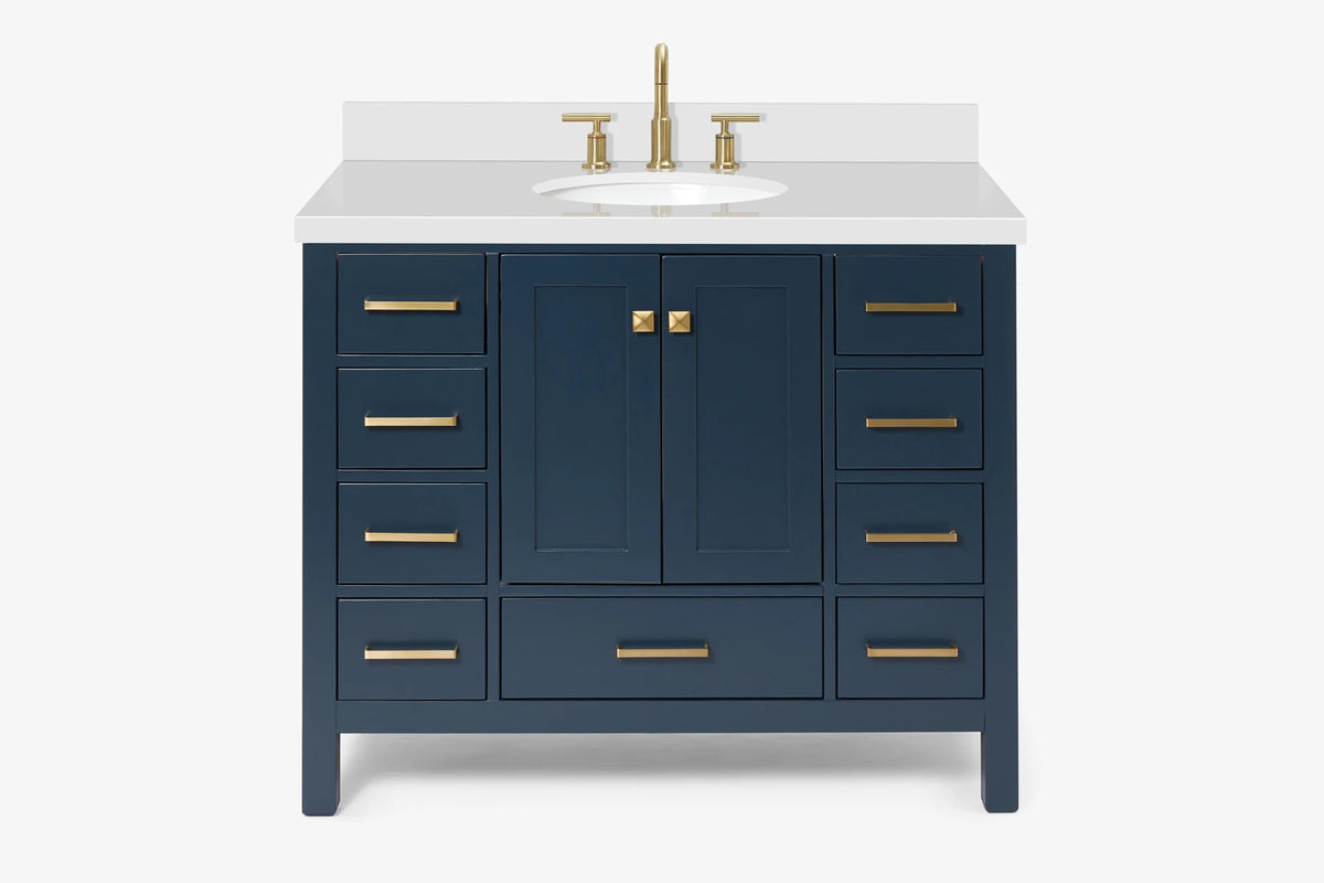 Ariel cambridge(42" & 43") single oval sink vanity with marble (0.75",1.5" & 2") in countertop