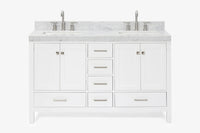 Ariel cambridge( 60 in , 61 in ) double rectangle sink vanity with Marble (0.75 in, 1.5 in, 2 in) countertop