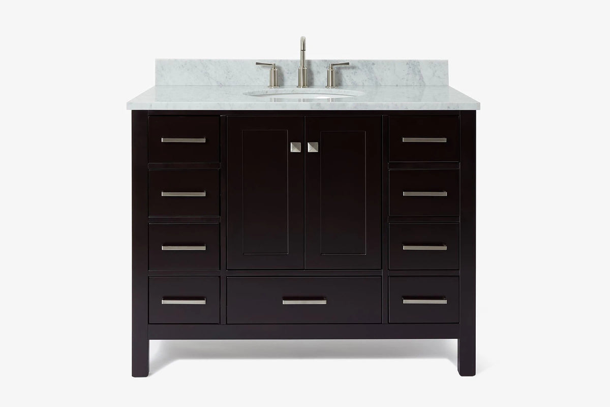 Ariel cambridge(42" & 43") single oval sink vanity with marble (0.75",1.5" & 2") in countertop
