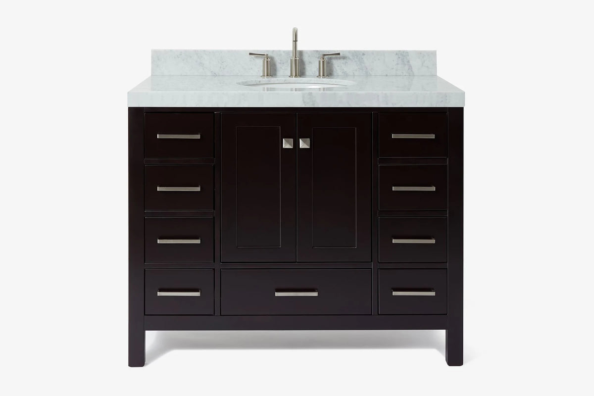 Ariel cambridge(42" & 43") single oval sink vanity with marble (0.75",1.5" & 2") in countertop