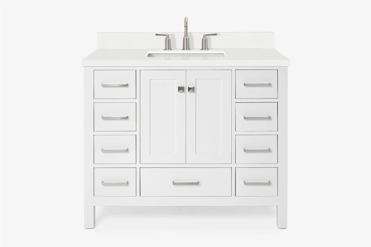 Ariel cambridge 42-43 in. single rectangle sink vanity with( 0.75, 1.5 ,2) in countertop