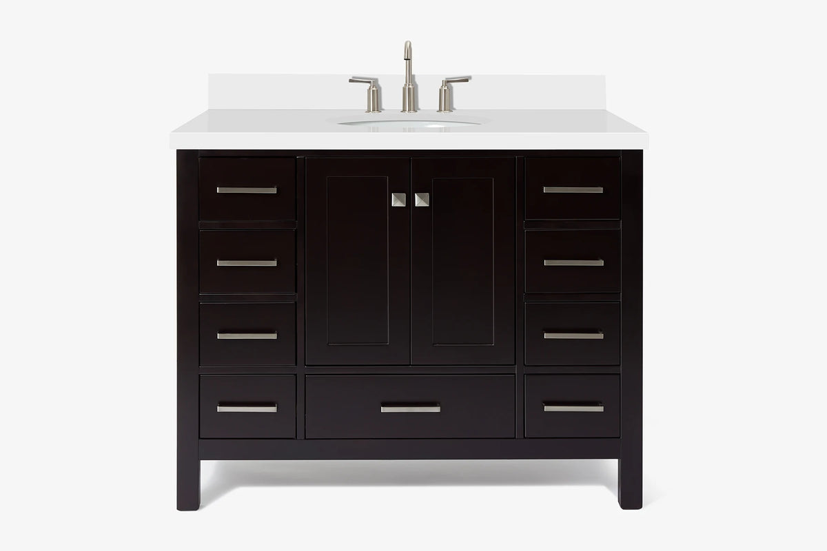 Ariel cambridge(42" & 43") single oval sink vanity with marble (0.75",1.5" & 2") in countertop
