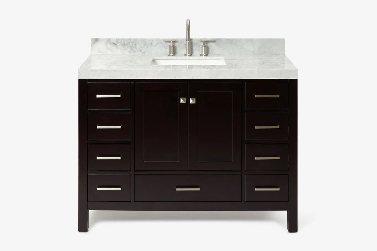 Ariel cambridge( 48"& 49") single rectangle sink Bathroom vanity with carrara marble (0.75 in, 1.5 in, 2 in) countertop