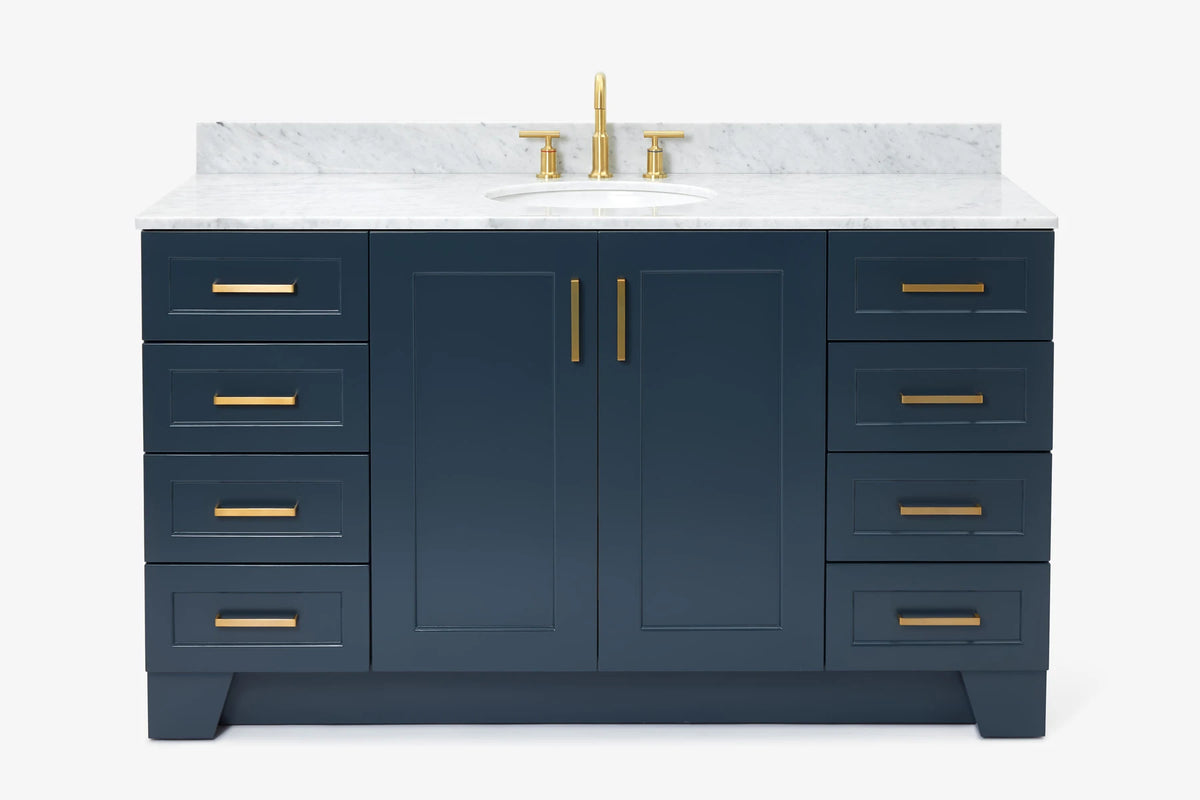 Ariel taylor (60"& 61")single oval sink vanity with marble (0.75"& 1.5") countertop.