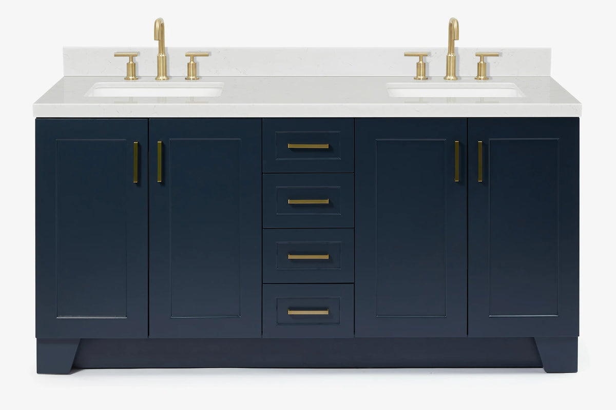 Ariel taylor (72"& 73") double rectangle sink vanity with marble (0.75" & 1.5") countertop.