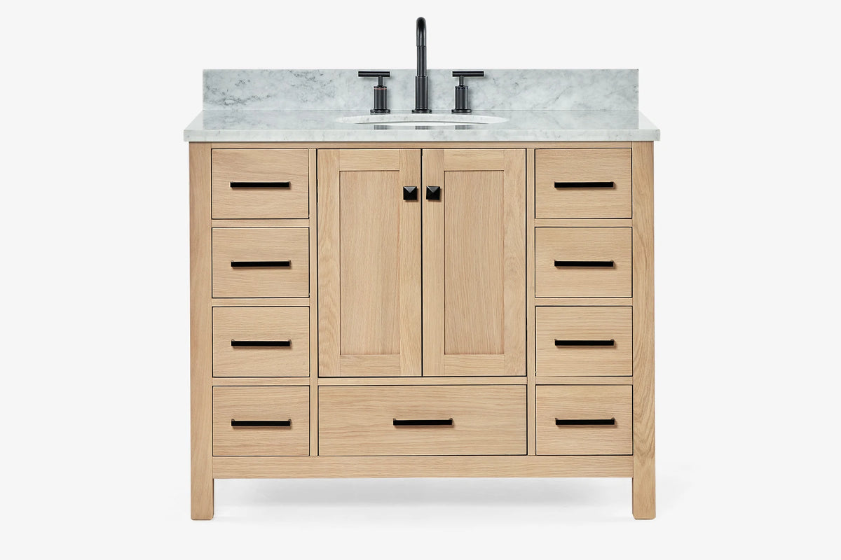 Ariel cambridge(42" & 43") single oval sink vanity with marble (0.75",1.5" & 2") in countertop
