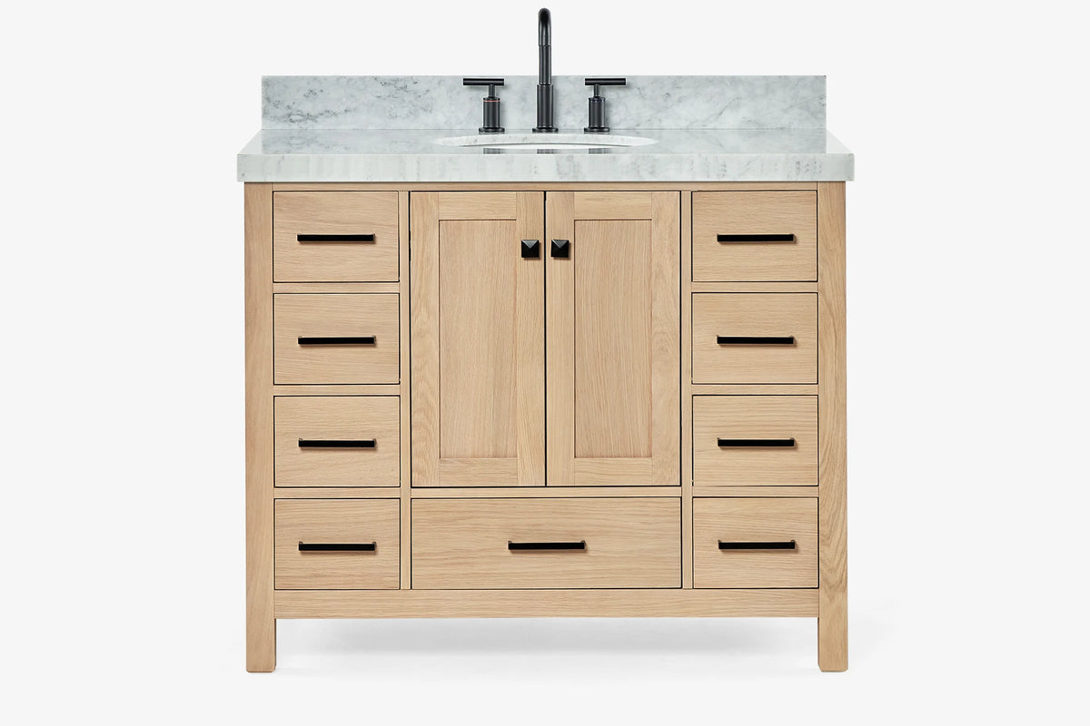 Ariel cambridge(42" & 43") single oval sink vanity with marble (0.75",1.5" & 2") in countertop