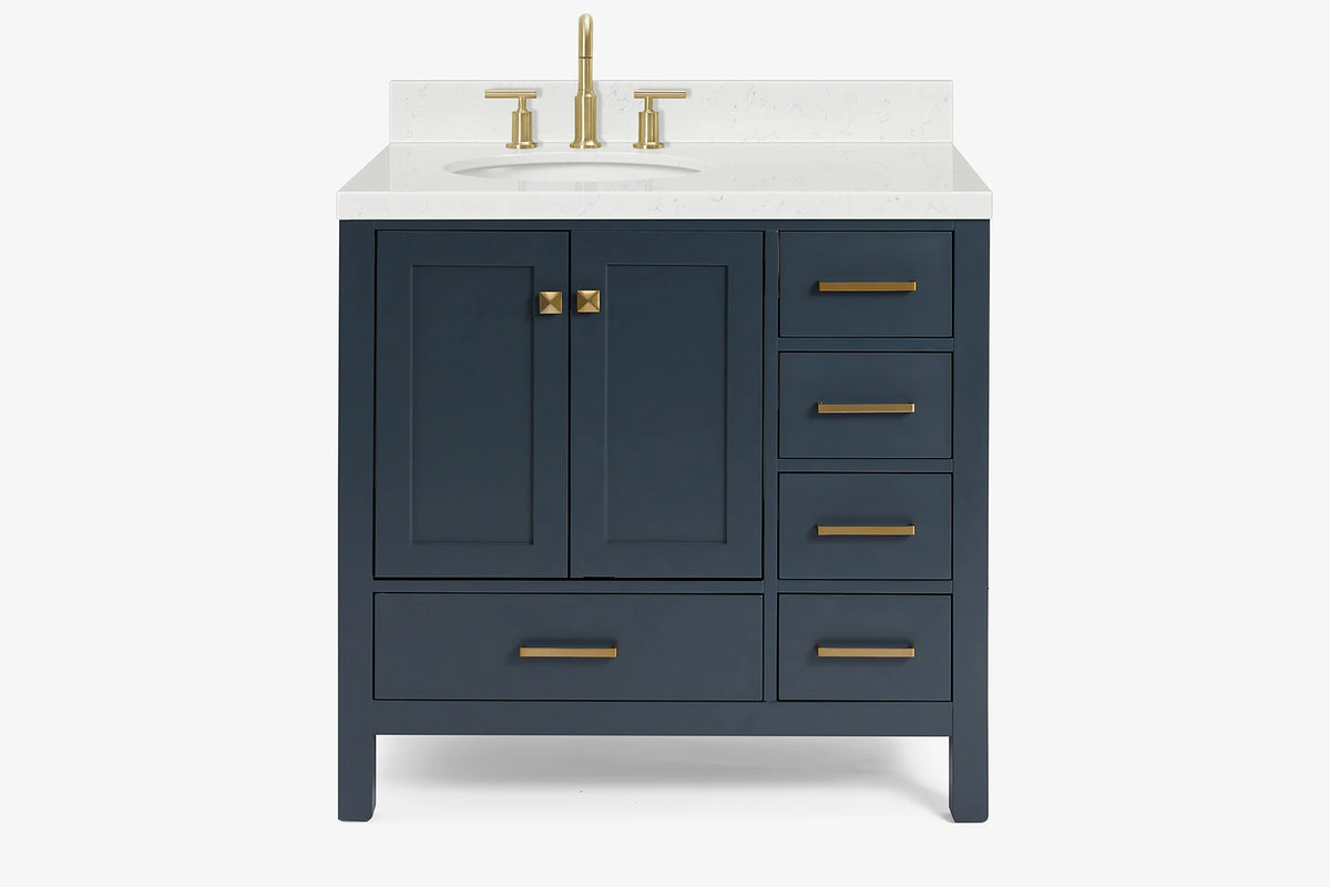 Ariel cambridge 36-37 in. left offset oval single sink vanity with (0.75,1.5,2) in countertop