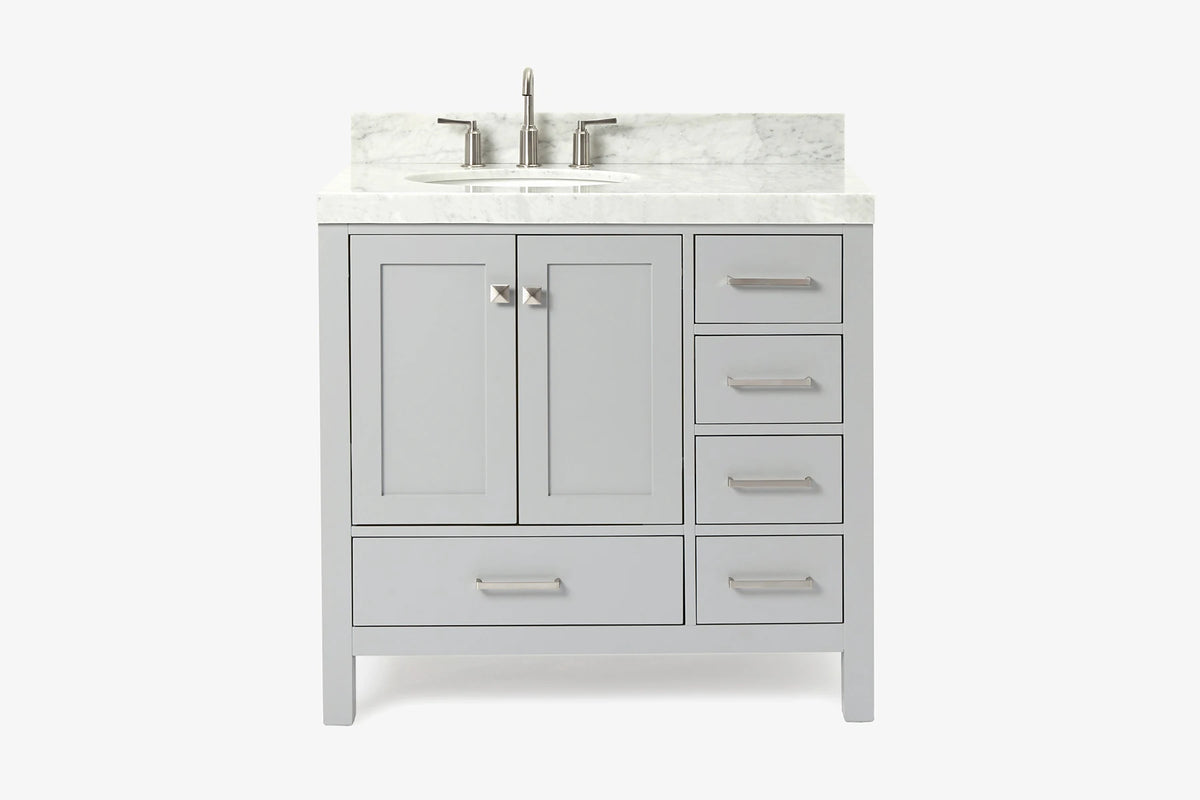 Ariel cambridge 36-37 in. left offset oval single sink vanity with (0.75,1.5,2) in countertop