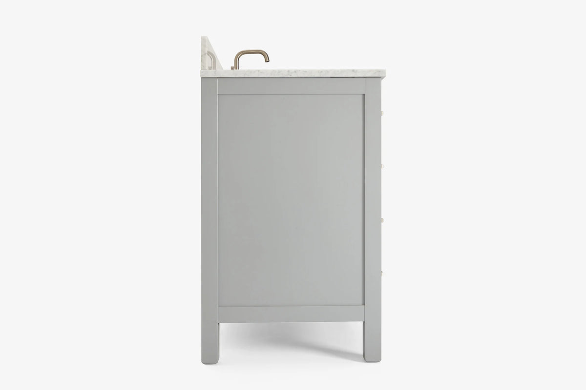 Ariel cambridge 36-37 in. right offset rectangle single sink vanity with carrara (0.75,1.5,2) in countertop