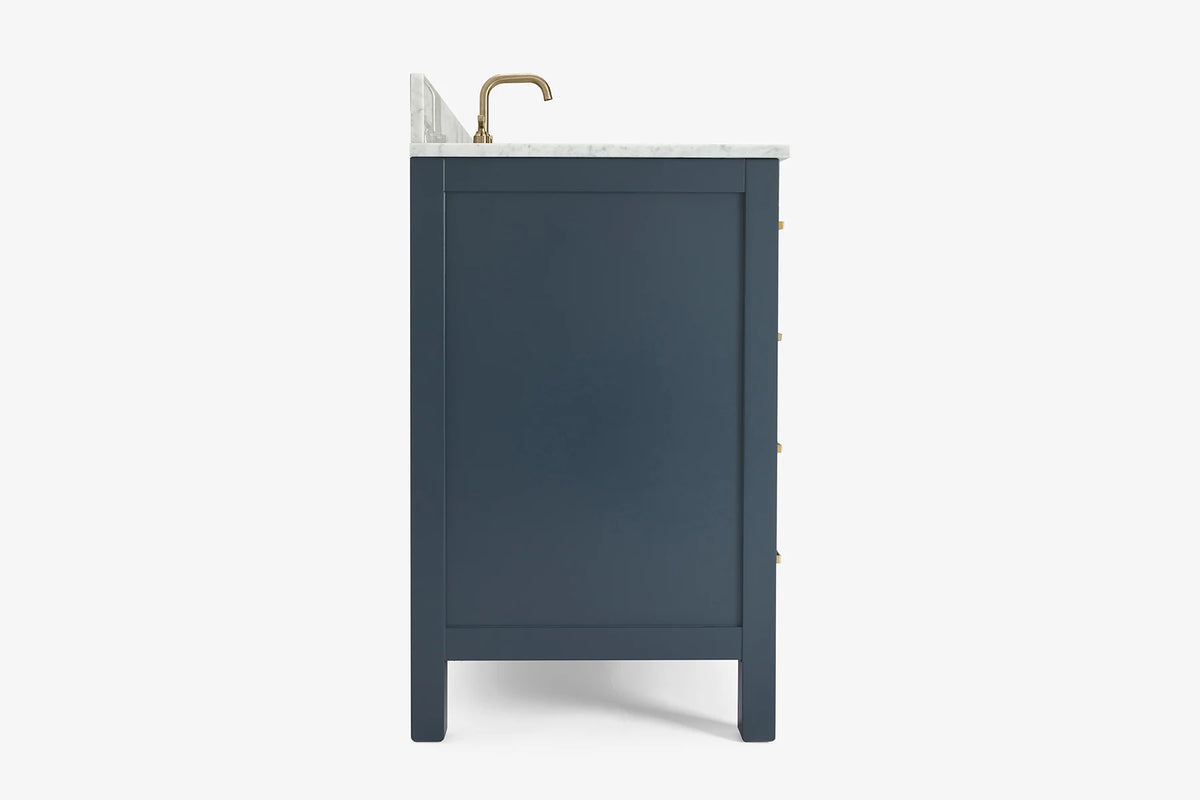 Ariel cambridge 36-37 in. right offset rectangle single sink vanity with carrara (0.75,1.5,2) in countertop