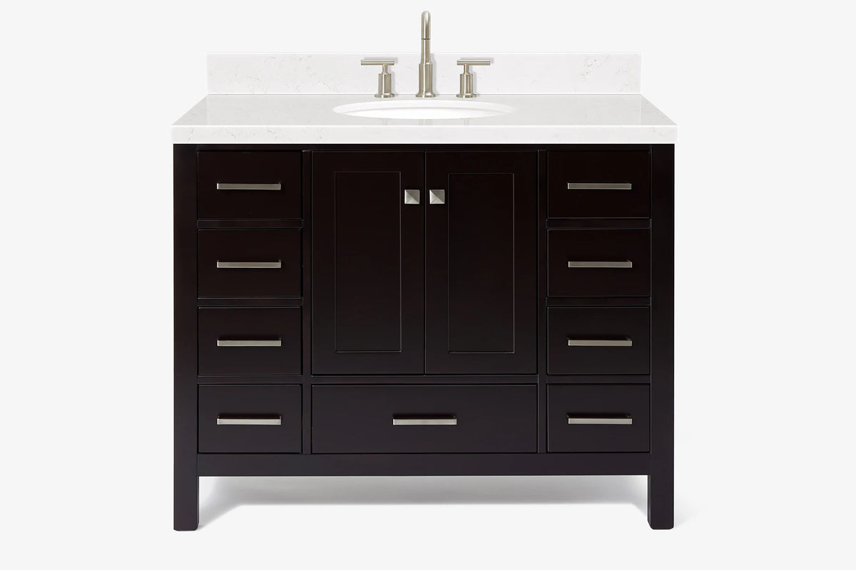 Ariel cambridge(42" & 43") single oval sink vanity with marble (0.75",1.5" & 2") in countertop