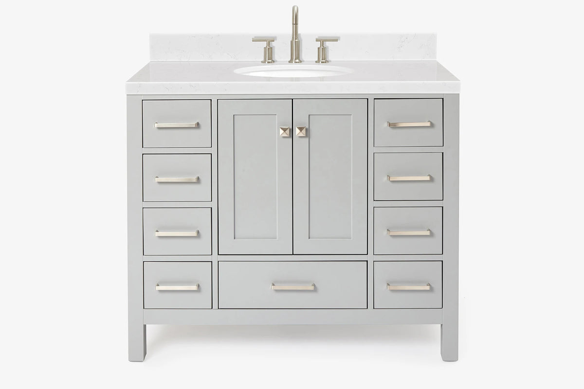 Ariel cambridge(42" & 43") single oval sink vanity with marble (0.75",1.5" & 2") in countertop