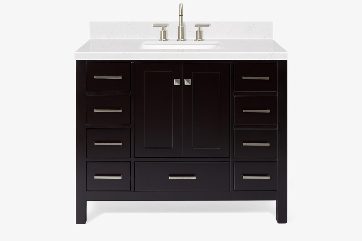 Ariel cambridge 42-43 in. single rectangle sink vanity with( 0.75, 1.5 ,2) in countertop