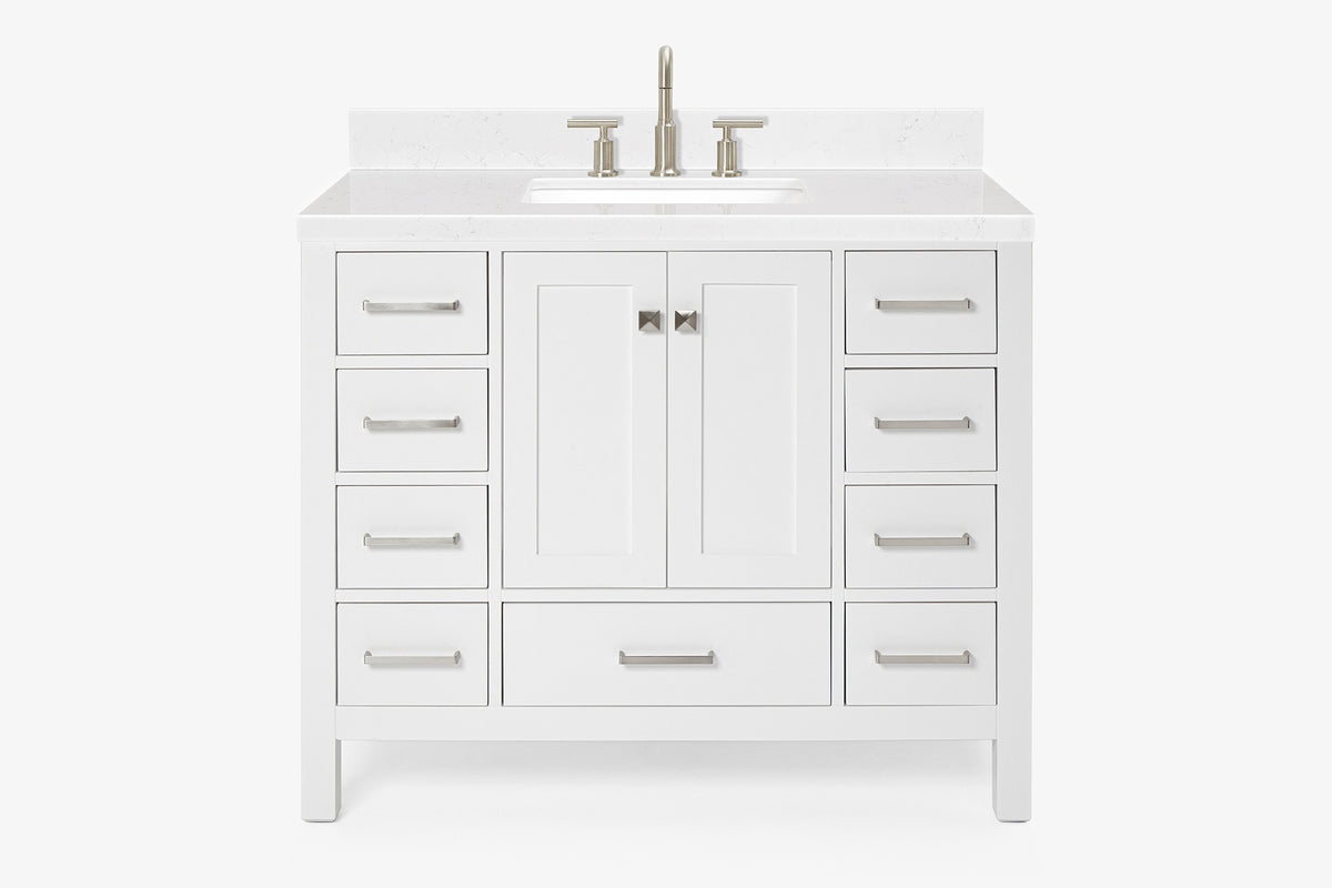 Ariel cambridge 42-43 in. single rectangle sink vanity with( 0.75, 1.5 ,2) in countertop