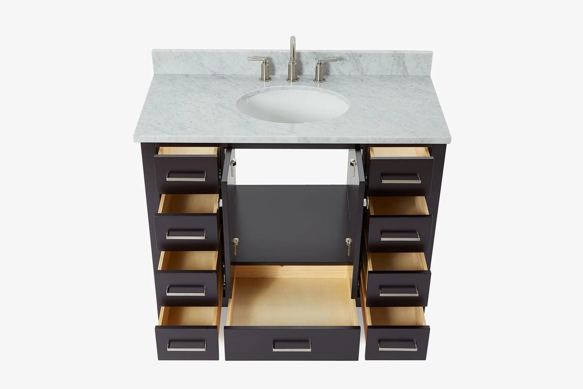 Ariel cambridge(42" & 43") single oval sink vanity with marble (0.75",1.5" & 2") in countertop