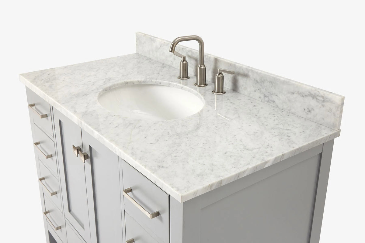 Ariel cambridge(42" & 43") single oval sink vanity with marble (0.75",1.5" & 2") in countertop