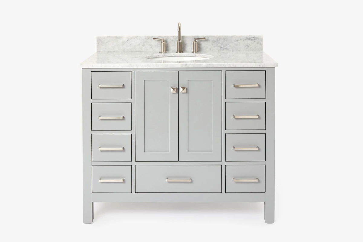 Ariel cambridge(42" & 43") single oval sink vanity with marble (0.75",1.5" & 2") in countertop