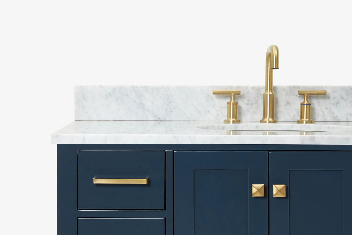 Ariel cambridge(42" & 43") single oval sink vanity with marble (0.75",1.5" & 2") in countertop