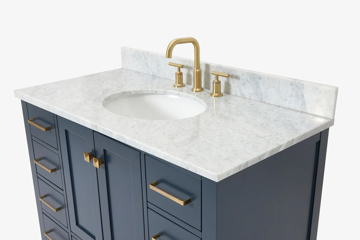 Ariel cambridge(42" & 43") single oval sink vanity with marble (0.75",1.5" & 2") in countertop
