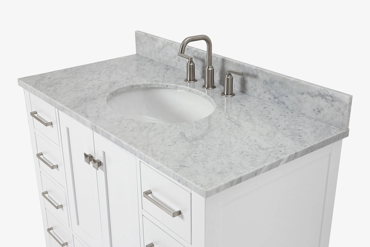 Ariel cambridge(42" & 43") single oval sink vanity with marble (0.75",1.5" & 2") in countertop