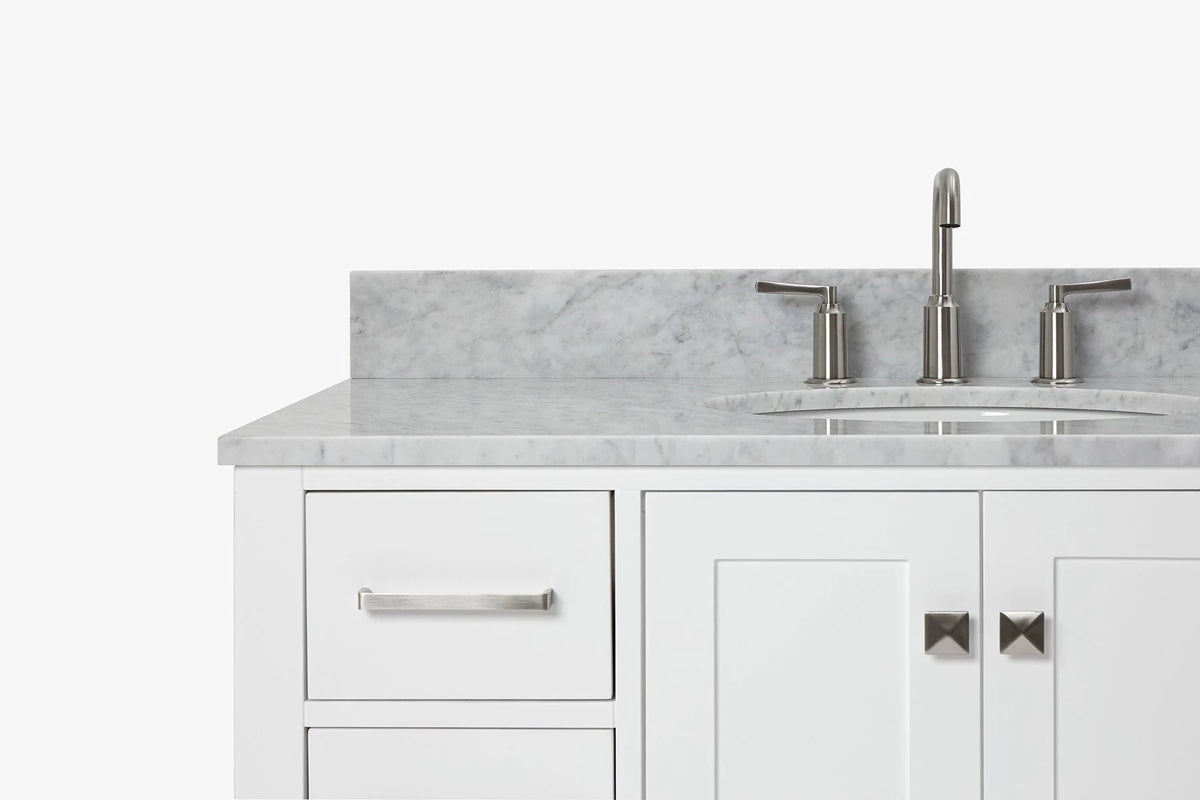 Ariel cambridge(42" & 43") single oval sink vanity with marble (0.75",1.5" & 2") in countertop