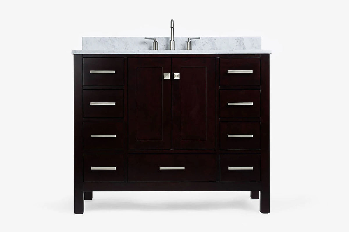 Ariel cambridge 42-43 in. single rectangle sink vanity with( 0.75, 1.5 ,2) in countertop