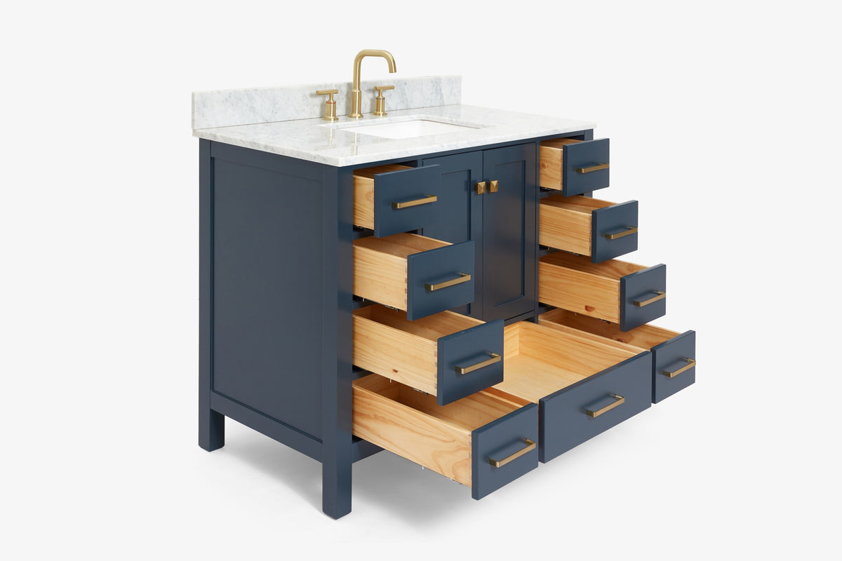 Ariel cambridge 42-43 in. single rectangle sink vanity with( 0.75, 1.5 ,2) in countertop