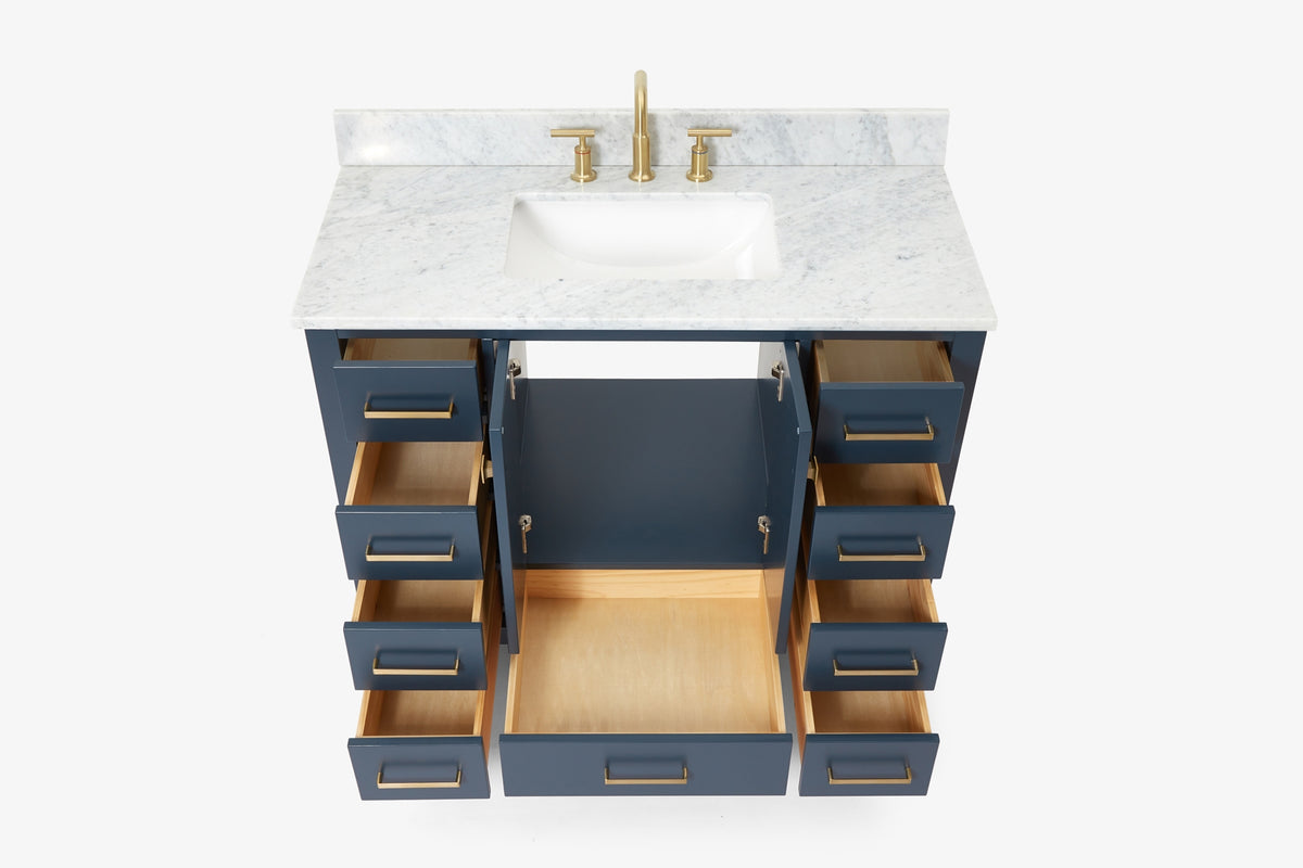 Ariel cambridge 42-43 in. single rectangle sink vanity with( 0.75, 1.5 ,2) in countertop