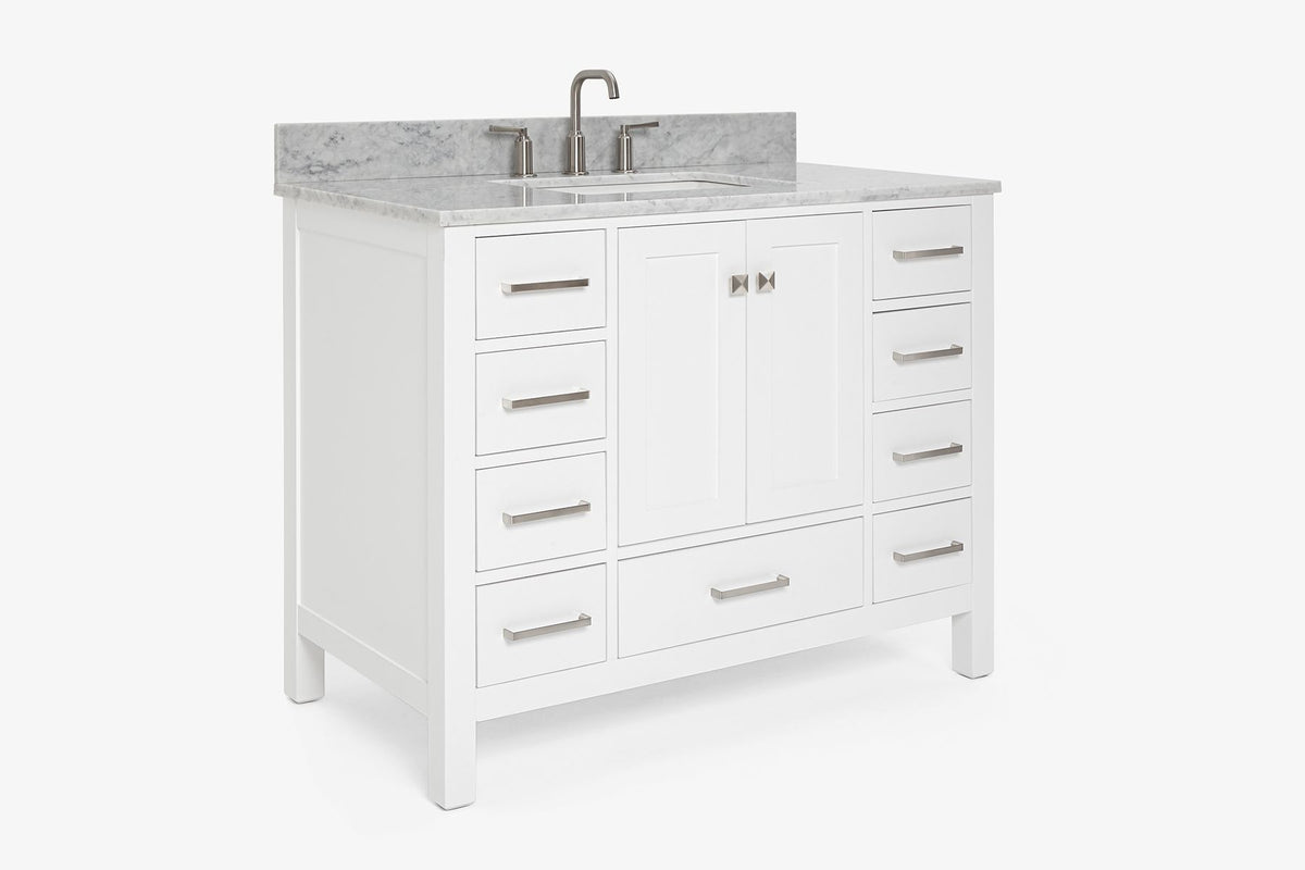 Ariel cambridge 42-43 in. single rectangle sink vanity with( 0.75, 1.5 ,2) in countertop