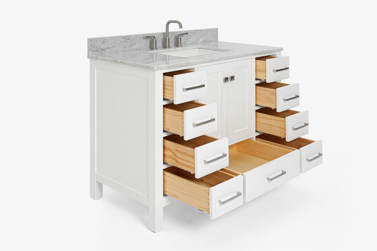 Ariel cambridge 42-43 in. single rectangle sink vanity with( 0.75, 1.5 ,2) in countertop