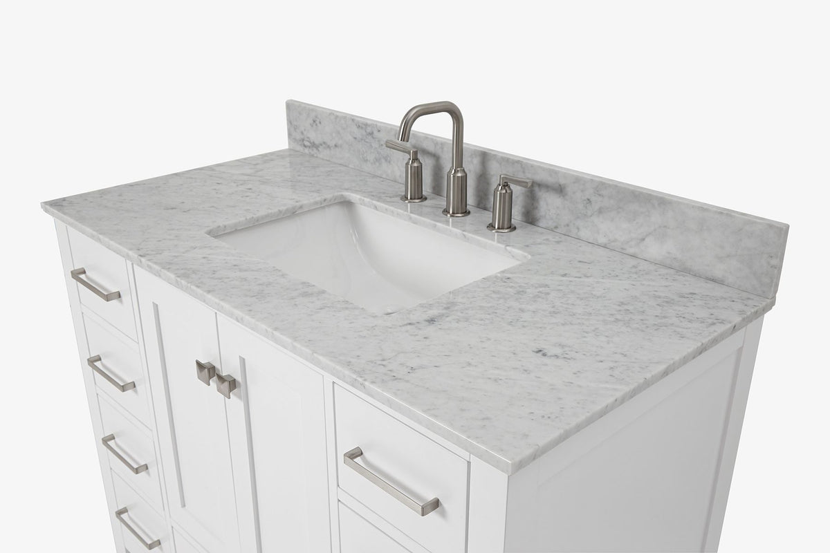 Ariel cambridge 42-43 in. single rectangle sink vanity with( 0.75, 1.5 ,2) in countertop