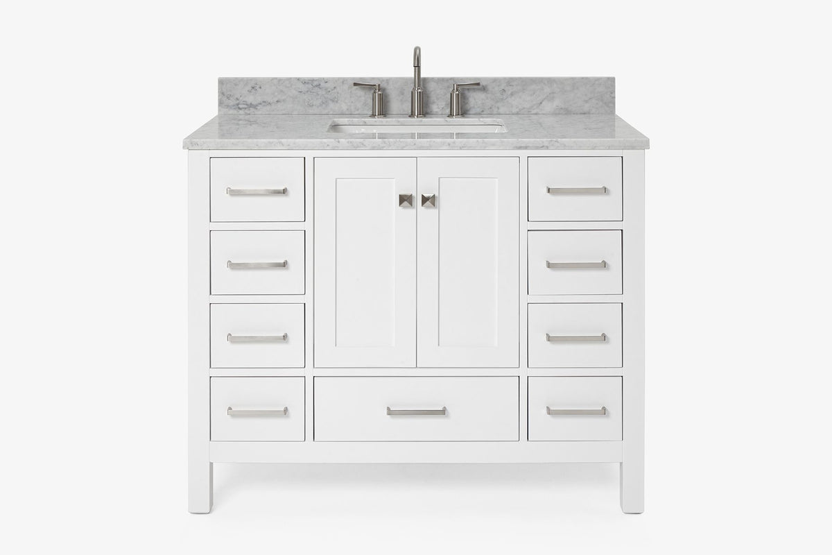 Ariel cambridge 42-43 in. single rectangle sink vanity with( 0.75, 1.5 ,2) in countertop