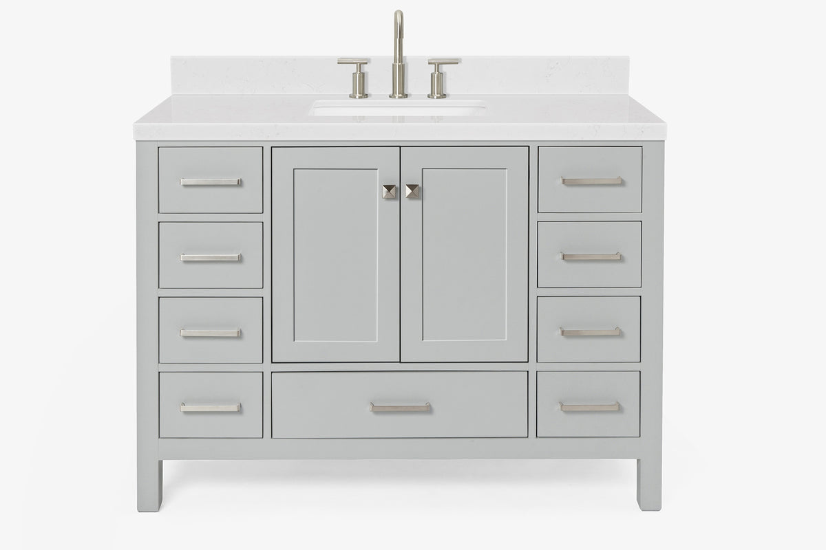 Ariel cambridge( 48"& 49") single rectangle sink Bathroom vanity with carrara marble (0.75 in, 1.5 in, 2 in) countertop