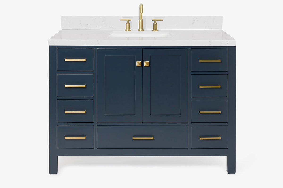 Ariel cambridge( 48"& 49") single rectangle sink Bathroom vanity with carrara marble (0.75 in, 1.5 in, 2 in) countertop