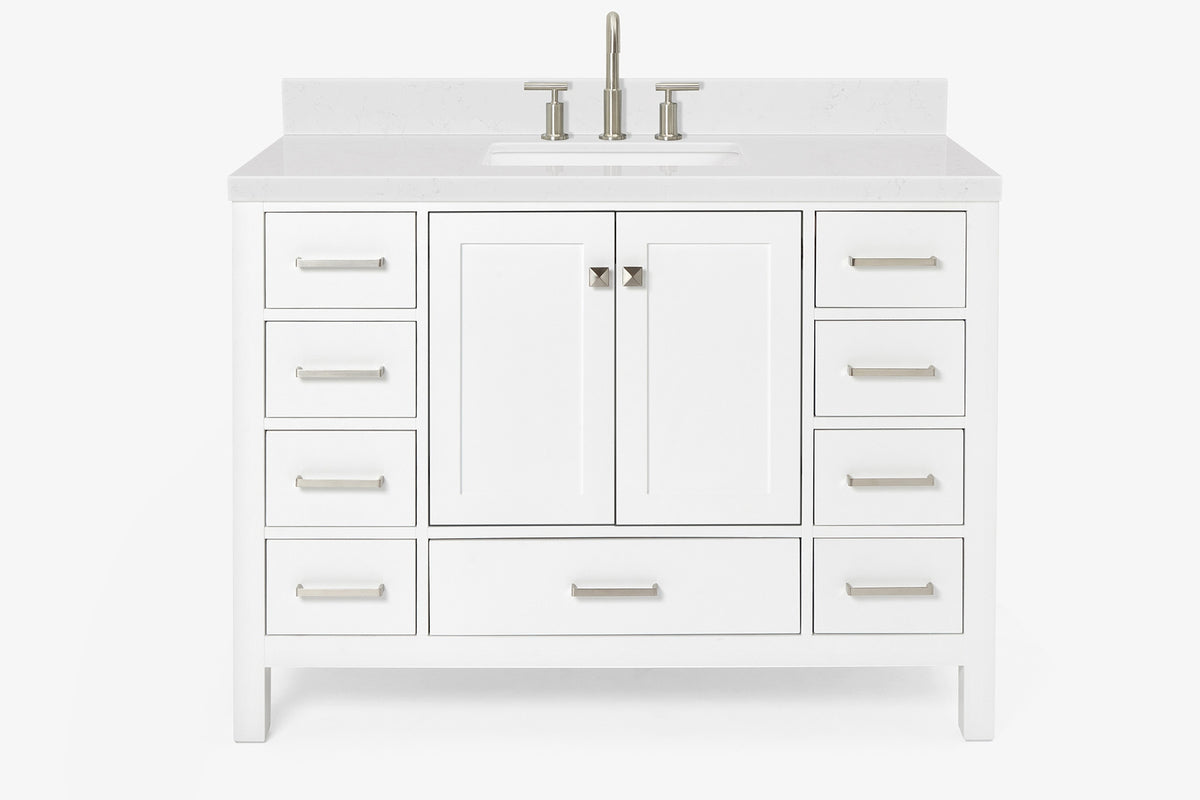 Ariel cambridge( 48"& 49") single rectangle sink Bathroom vanity with carrara marble (0.75 in, 1.5 in, 2 in) countertop