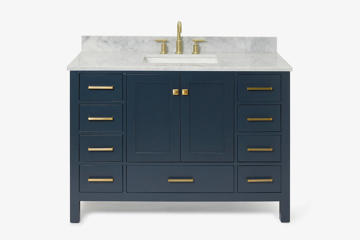 Ariel cambridge( 48"& 49") single rectangle sink Bathroom vanity with carrara marble (0.75 in, 1.5 in, 2 in) countertop
