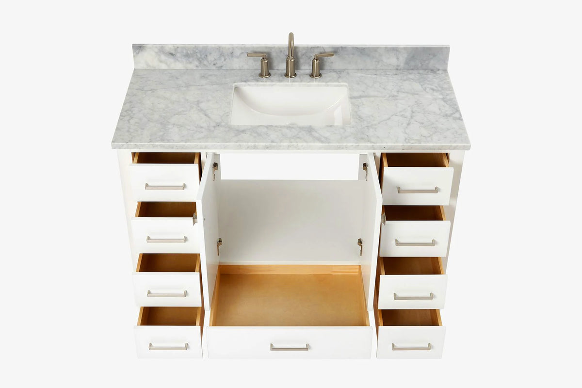 Ariel cambridge( 48"& 49") single rectangle sink Bathroom vanity with carrara marble (0.75 in, 1.5 in, 2 in) countertop