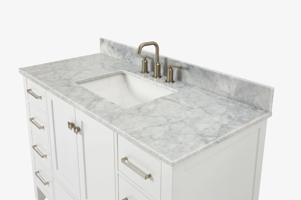Ariel cambridge( 48"& 49") single rectangle sink Bathroom vanity with carrara marble (0.75 in, 1.5 in, 2 in) countertop