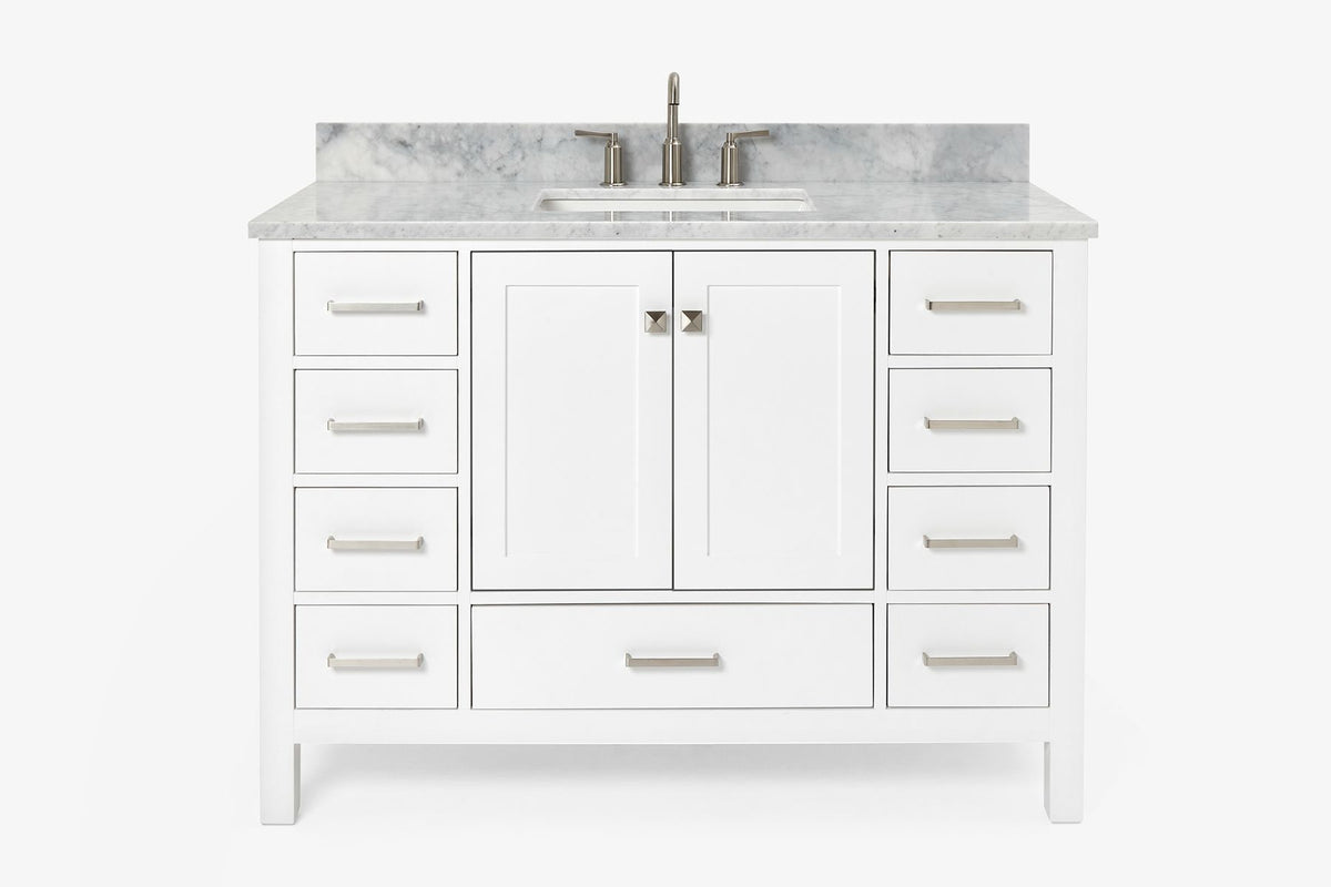 Ariel cambridge( 48"& 49") single rectangle sink Bathroom vanity with carrara marble (0.75 in, 1.5 in, 2 in) countertop