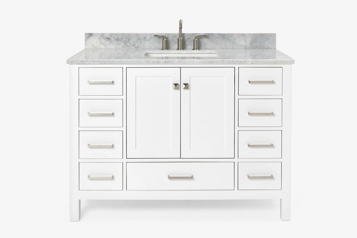 Ariel cambridge( 48"& 49") single rectangle sink Bathroom vanity with carrara marble (0.75 in, 1.5 in, 2 in) countertop