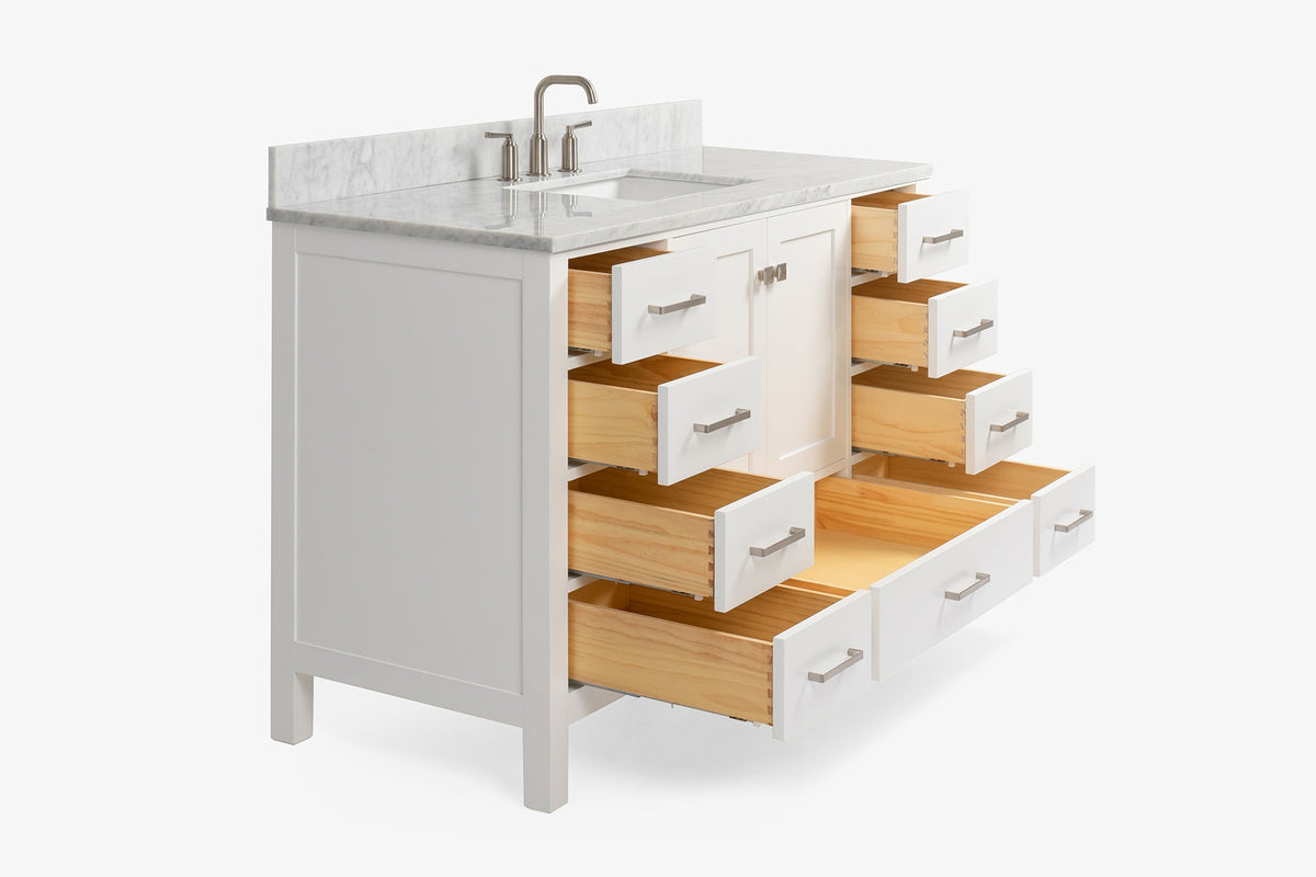 Ariel Cambridge 54-55 in. single rectangle sink vanity with (0.75, 1.5, 2)in countertops