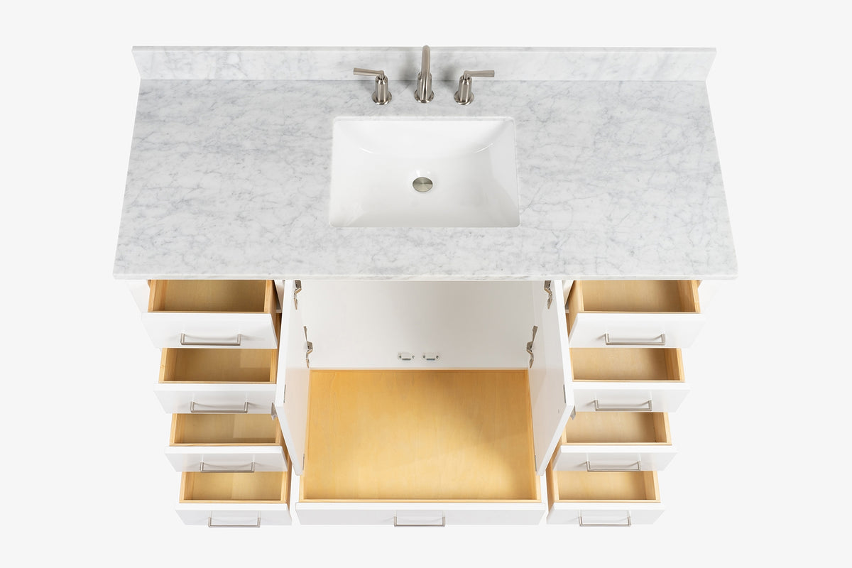 Ariel Cambridge 54-55 in. single rectangle sink vanity with (0.75, 1.5, 2)in countertops